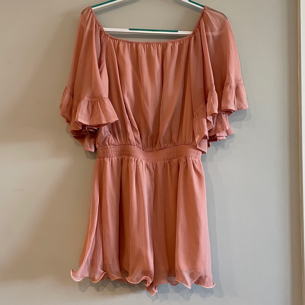 Endless Rose Off The Shoulder Ruffle Sleeve Romper